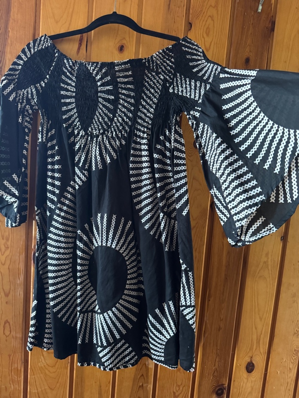 Black & White Off-Shoulder Boho Dress